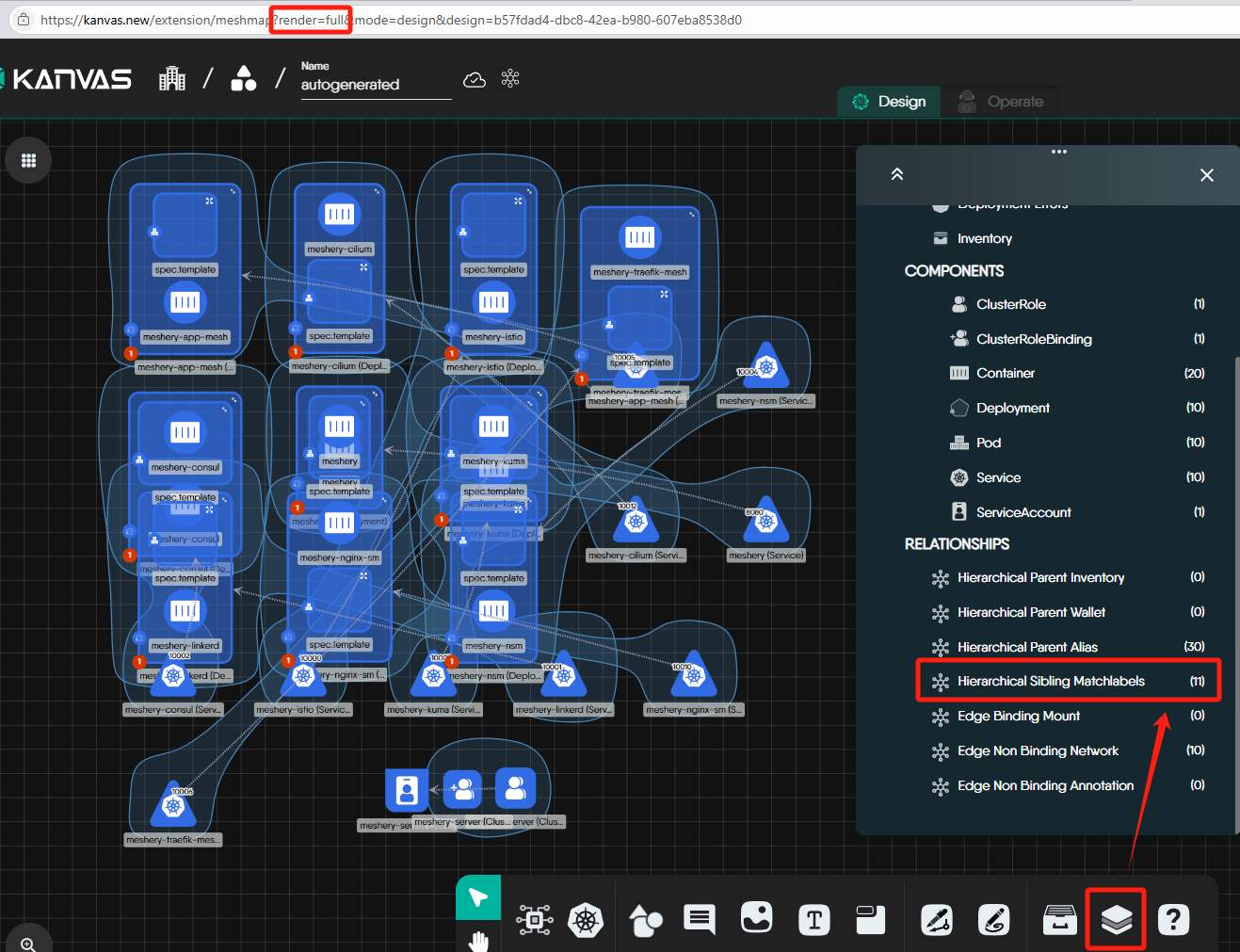 The design in Kanvas showing full details