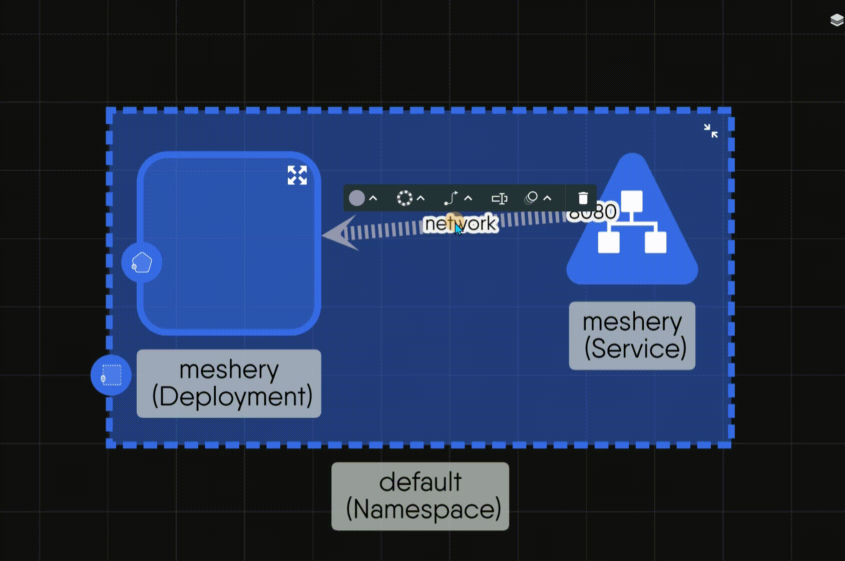 Examples of changing edge styles in Kanvas